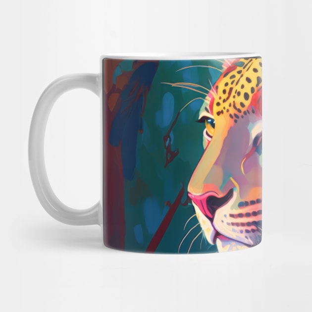 Leopard Animal Portrait Painting Wildlife Outdoors Adventure by Cubebox